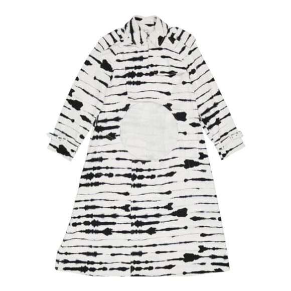 $5500 New BURBERRY Cut-Out Trench Coat Womens 4 White Black Detail Watercolor - Picture 1 of 4